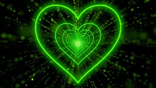 Heart Tunnel Background💚Green Neon Heart Background | Heart Loop Video | Wallpaper Heart [3Hours]