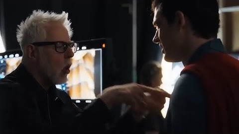 David Corenswet and James Gunn having a heated discussion about the 