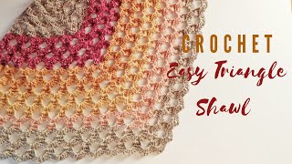 Crochet Easy Triangle Shawl/Beginner Friendly Tutorial