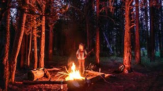 SPOOKY OVERNIGHT CAMP IN THE WOODS | BACKPACKING YELLOWSTONE | Wolf Lake