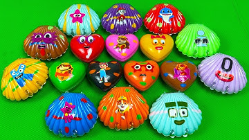 Rainbow SLIME 🌈 Looking Alphabet Lore, Numberblocks in HEARTS, Seashell Coloring! Satisfying ASMR