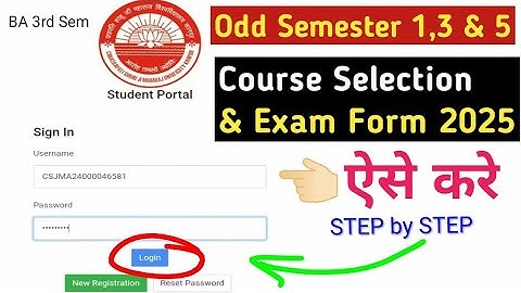 How to register Course Selection & Exam Form on CSJMU Samarth Portal for odd semester BA 1st 3rd 5th
