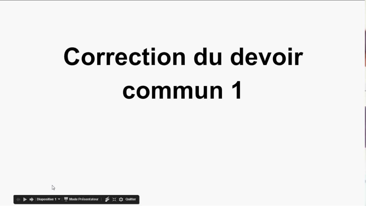 correction du devoir commun n°1 - YouTube