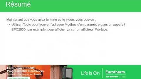Régulateur programmable EPC2000 : Trouver les adresses Modbus des paramètres
