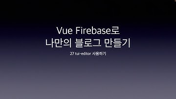 Vue Firebase로 나만의 블로그 만들기 27 tui editor 사용하기