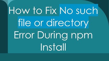 How to Fix No such file or directory Error During npm Install