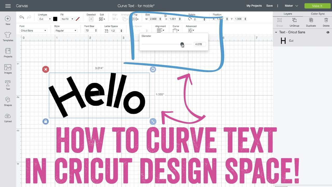 How To Curve Text In Cricut Design Space 2021 On Ipad