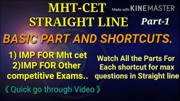 Mht-Cet Straight line Shortcuts and basic part||PART 1||QUICK MHT-CET STUDY