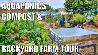 Mid Winter Backyard Farm Tour - Aquaponics, Compost & Regenerative Mulch