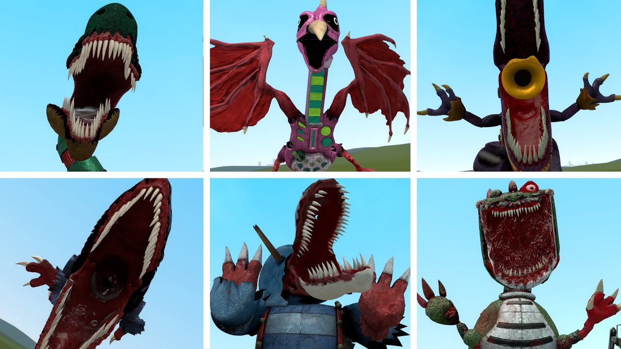 ALL JUMPSCARES FAMILY CURSED PIANOSAURUS FROM POPPY PLAYTIME CHAPTER 4 in Garry's Mod!