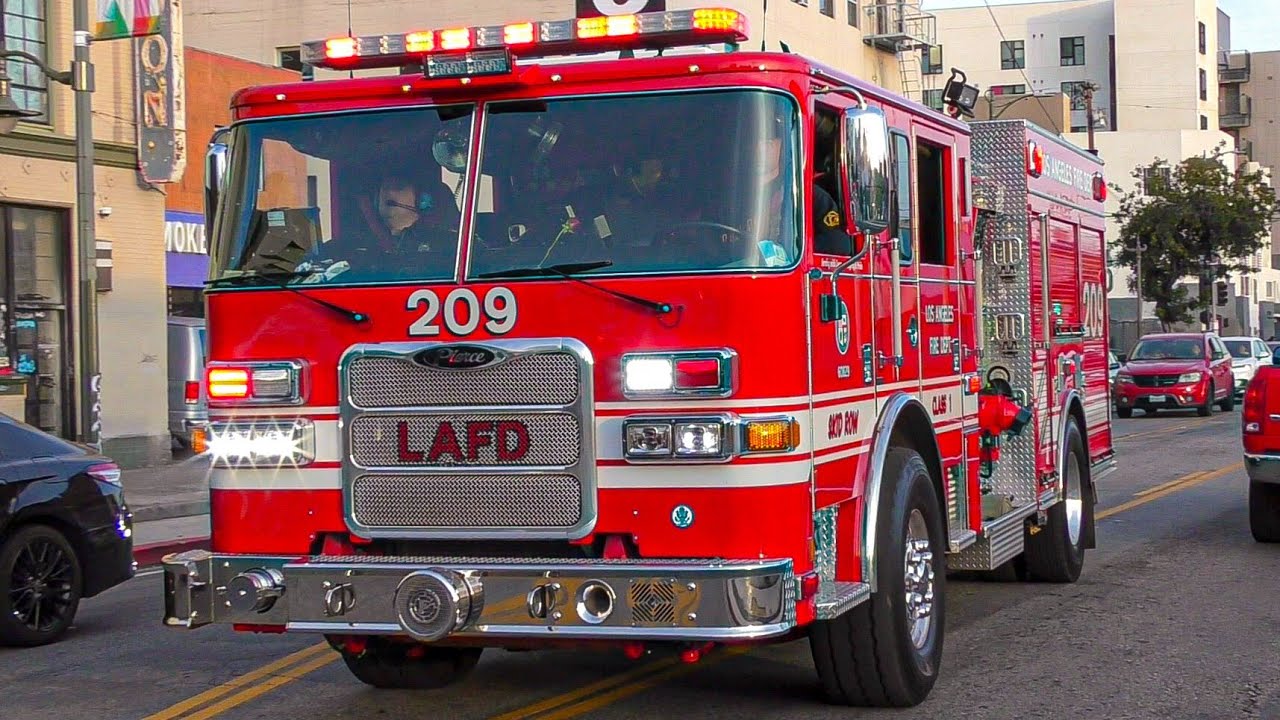 LAFD Engine 209 & Rescue 209 Responding - YouTube