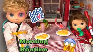 Baby alive Brothers Morning Routine ☀ | Feeding and changing & Basbell & Soccer practice