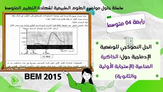 حل موضوع العلوم الطبيعية لشهادة التعليم المتوسط 2015 - الوضعية الإدماجية حول الذاكرة المناعية