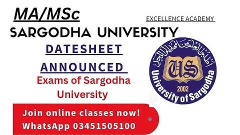 MA MSc Sargodha University Datesheet || Excellence academy with Miss Hareem 🌟 03451505100