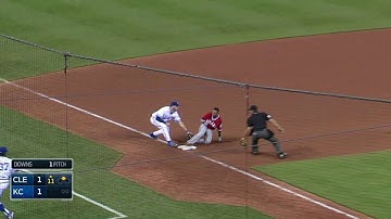 CLE@KC: Ramirez leads off 11th with triple to center