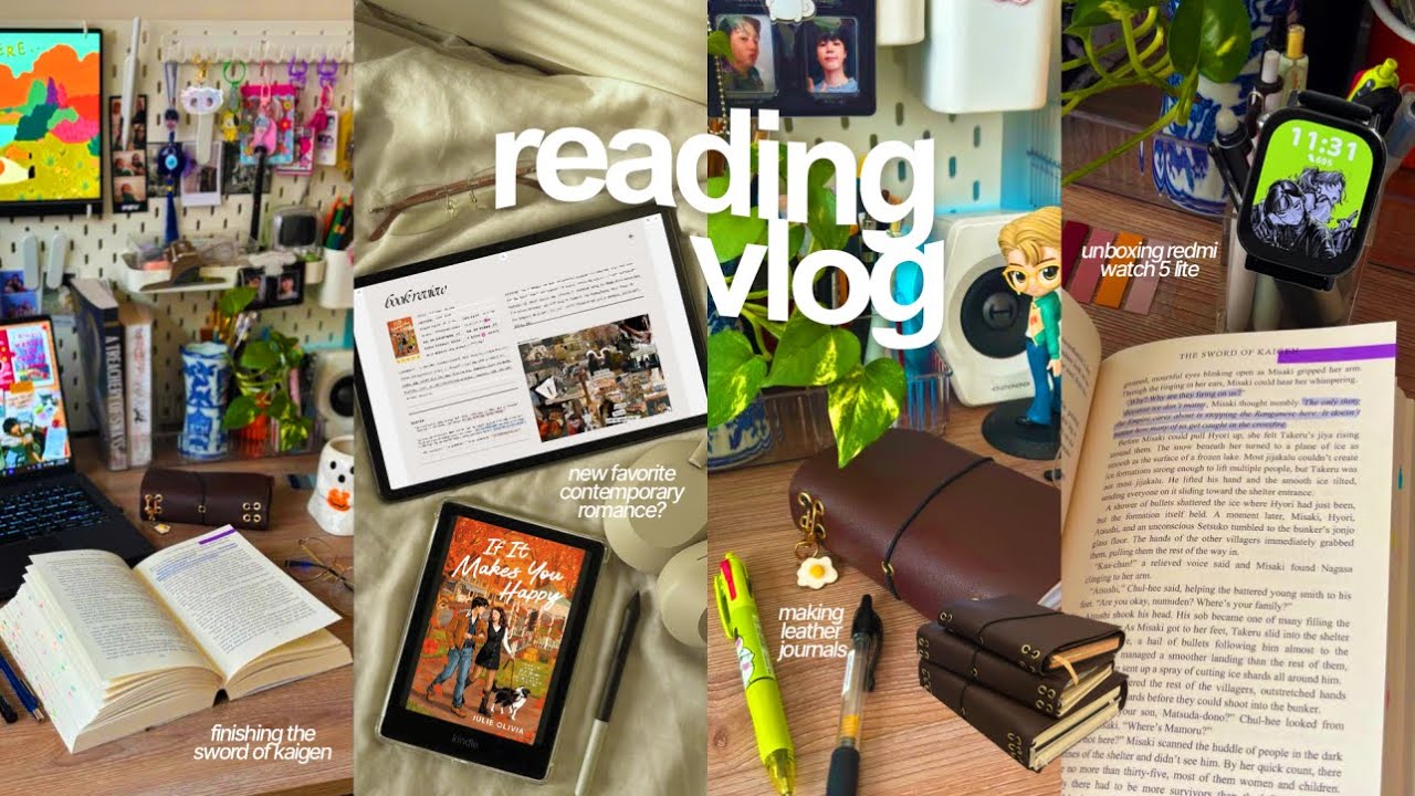 reading vlog 🍂 reading if it makes you happy, journaling, diy leather journal, reading at cafes