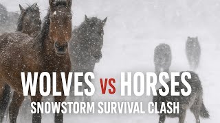 Wild Horses vs Wolves | Epic Snowstorm Battle for Survival