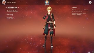 Thoma Preview / Skills / Talents / Constellations / Idle Animation