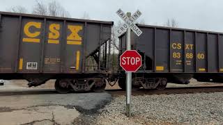 CSX U444-27 Empty Coal Train Spartanburg, SC at Enola Station pulling a monster long hopper train.