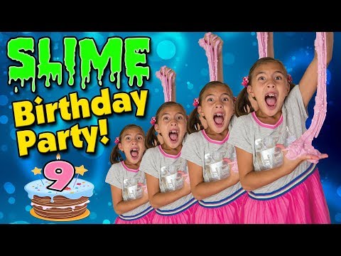 SLIME BIRTHDAY PARTY!!! Spicy Food Challenge! WASABI POPCORN?! Jillian's 9!