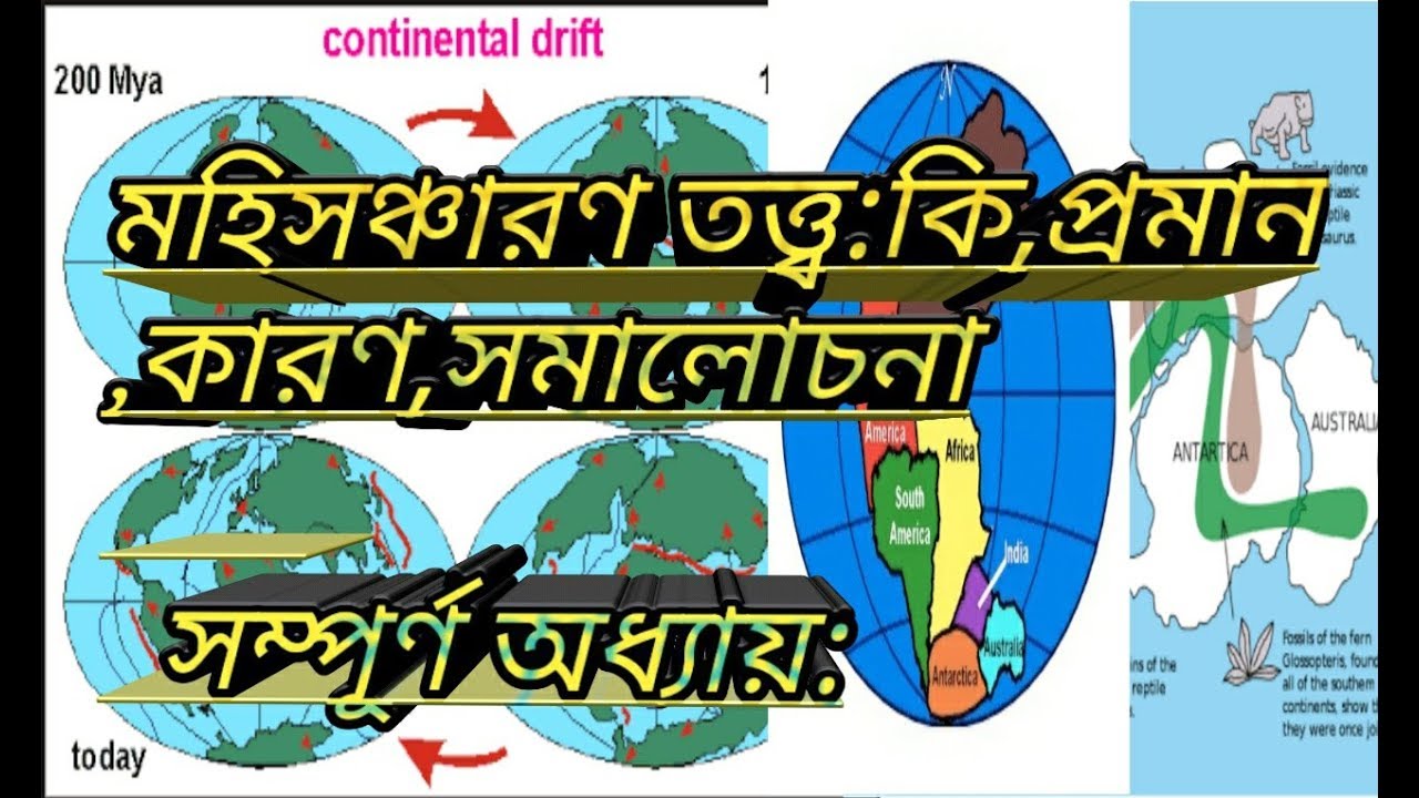 🔥Continental drift theory concept, cause,proofby ashim/in bengali