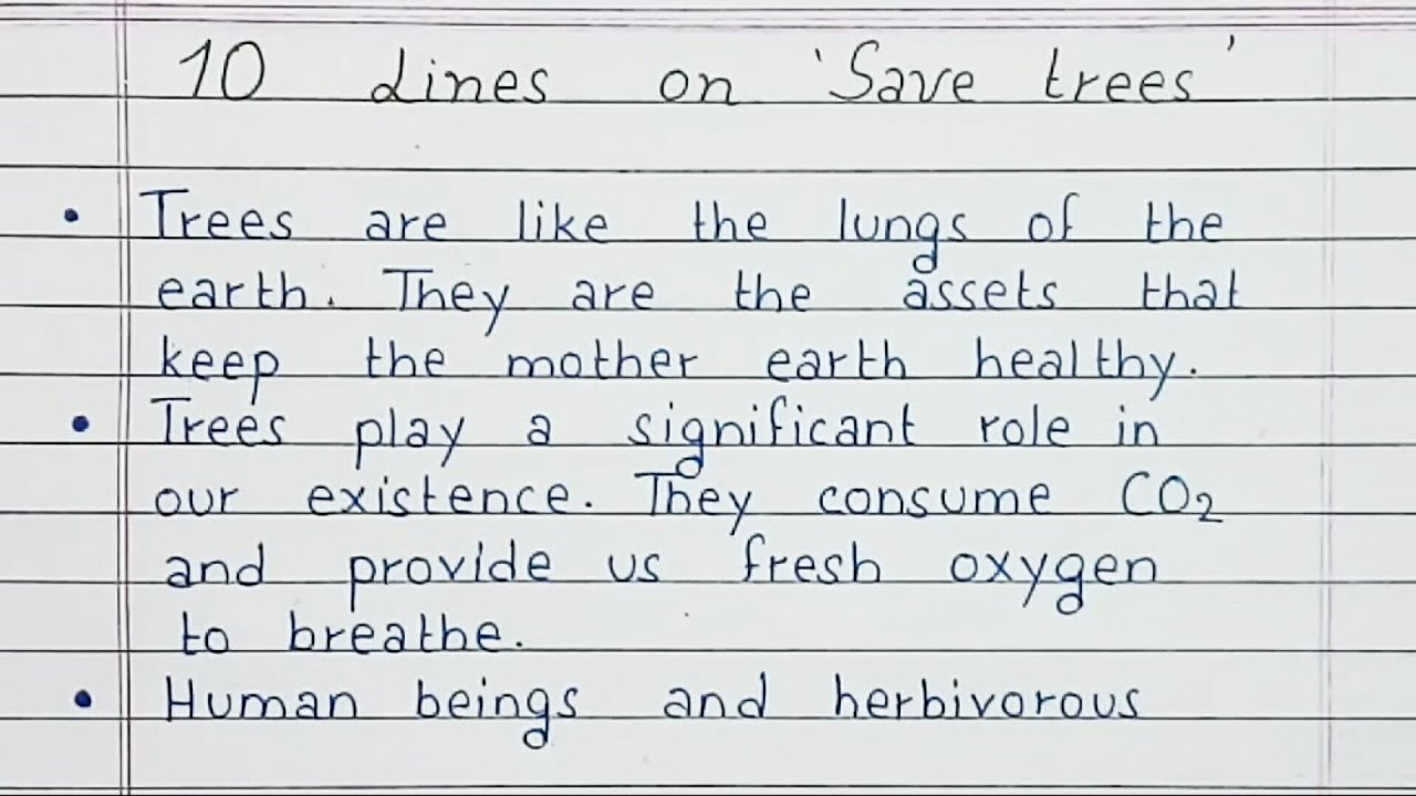 essay 10 lines on save trees