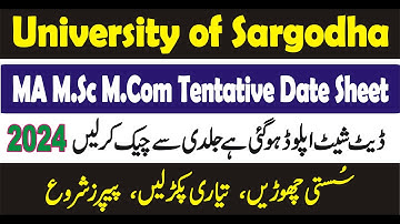 MA MSc M.Com Date Sheet 2024 UOS | Tentative Date Sheet of MA MSc M.Com 2024 UOS