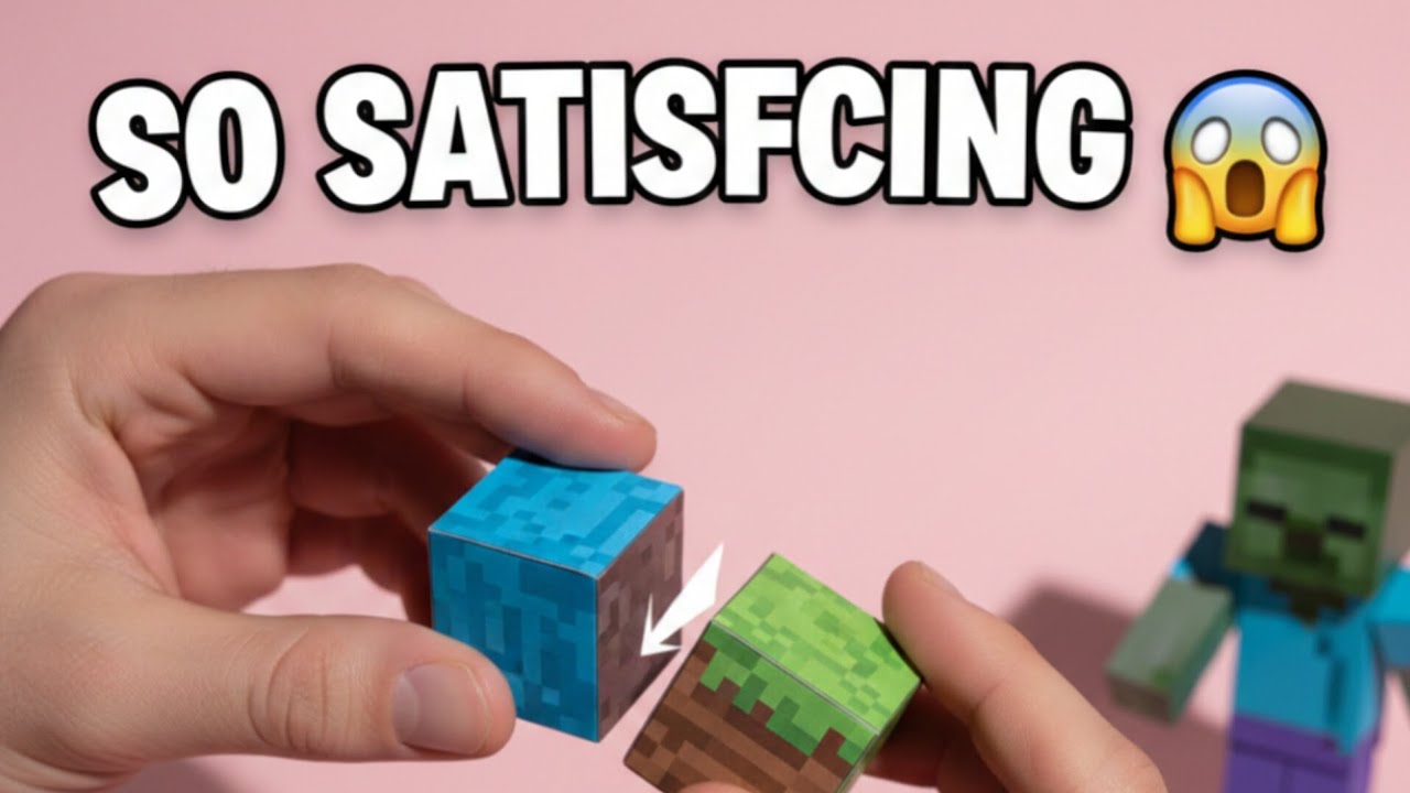 minecraft video Magnetic Papercraft Minecraft Scene in Scene | Real Hands ASMR Craft