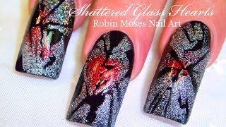 Anti Valentine's day Shattered Glass Nails | Broken Heart Nail Design