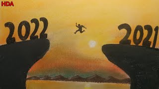 Happy New Year 2022 Drawing // Hemant Drawing Academy // Soft Pastel colour screenshot 5