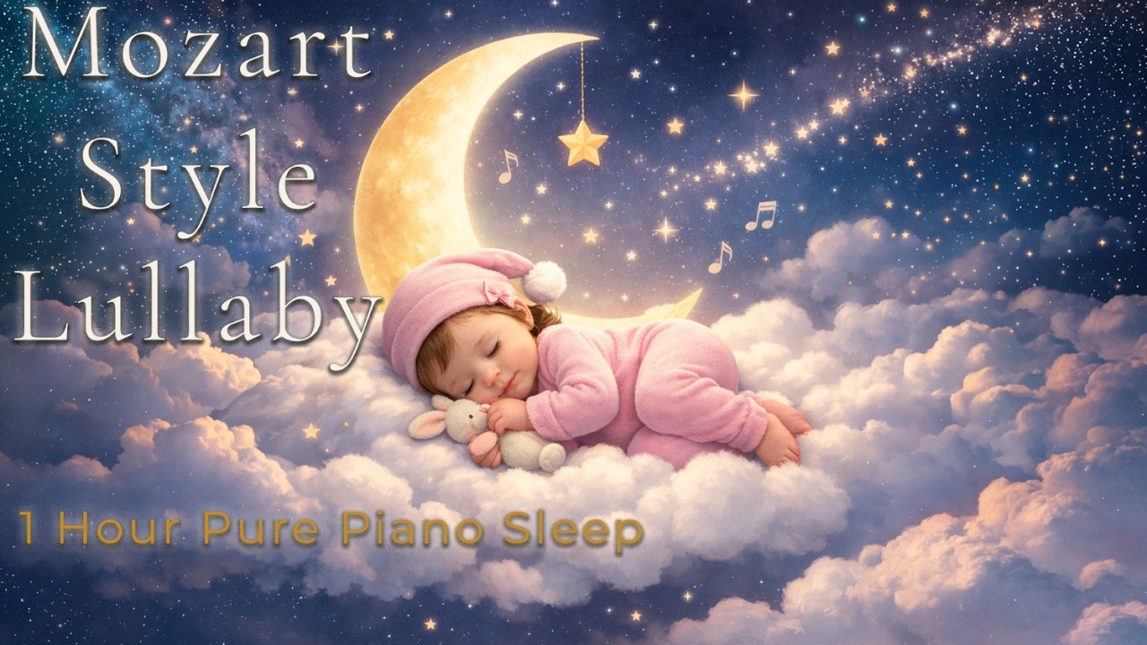 Mozart Style Lullaby 🎹 1 Hour Pure Piano Baby Sleep Music | Gentle Classical Night Calm