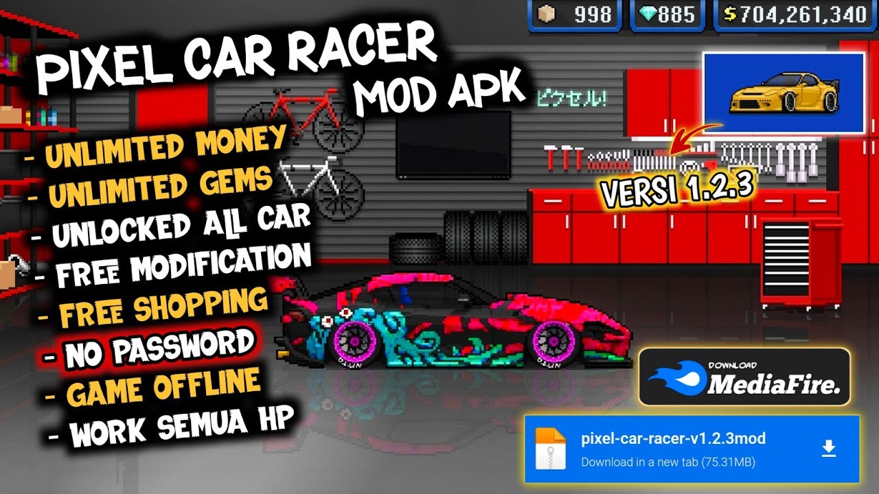 Pixel Car Racer MOD APK v1.2.3 (Dinheiro ilimitado,sem anúncios) - Jojoy