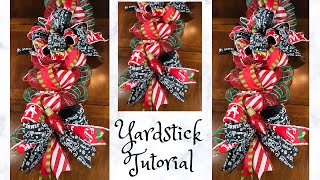 Simple Christmas Centerpiece Garland Door Swag DIY using a Yardstick