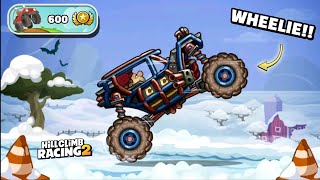 WHEELIE WITH ROCK BOUNCER?? IN THE WHEEL RISES EVENT - Hill Climb Racing 2