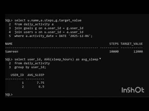 Fitness Tracking App Database in Oracle SQL | Part 2 (Practical SQL Execution)