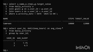 Fitness Tracking App Database in Oracle SQL | Part 2 (Practical SQL Execution)