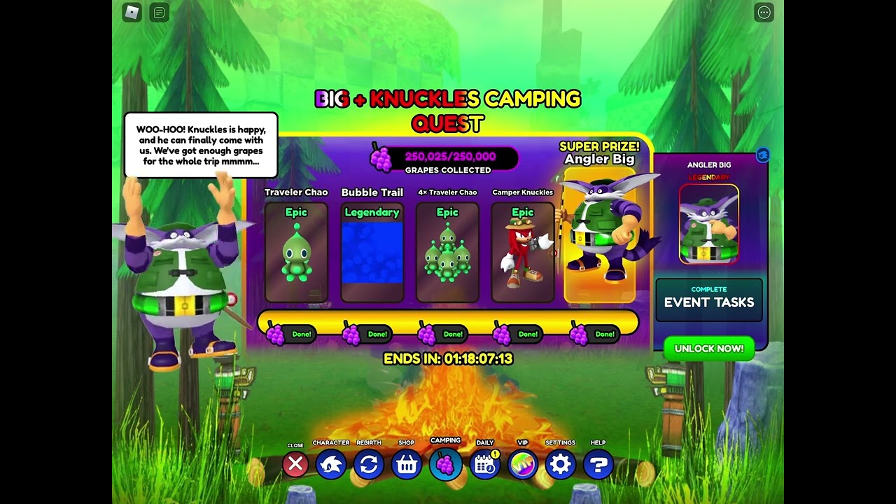 Unlocking angler big in sonic speed simulator