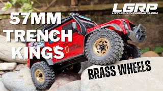 TRX4M Defender Build - Wheels & Tyres - LGRP 57mm Trench King Tires and Ghost 1.1" Brass Wheels