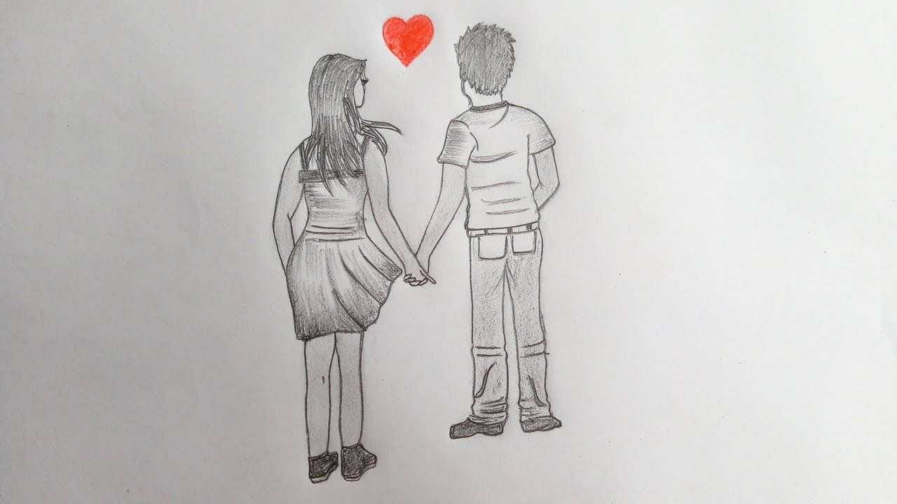 Loving Couple Holding Hands Together Pencil Sketch Drawing Step By Step Youtube