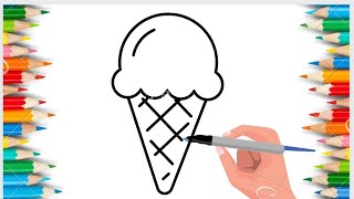 how to draw ice-cream, kids drawing class , toddlers learning video