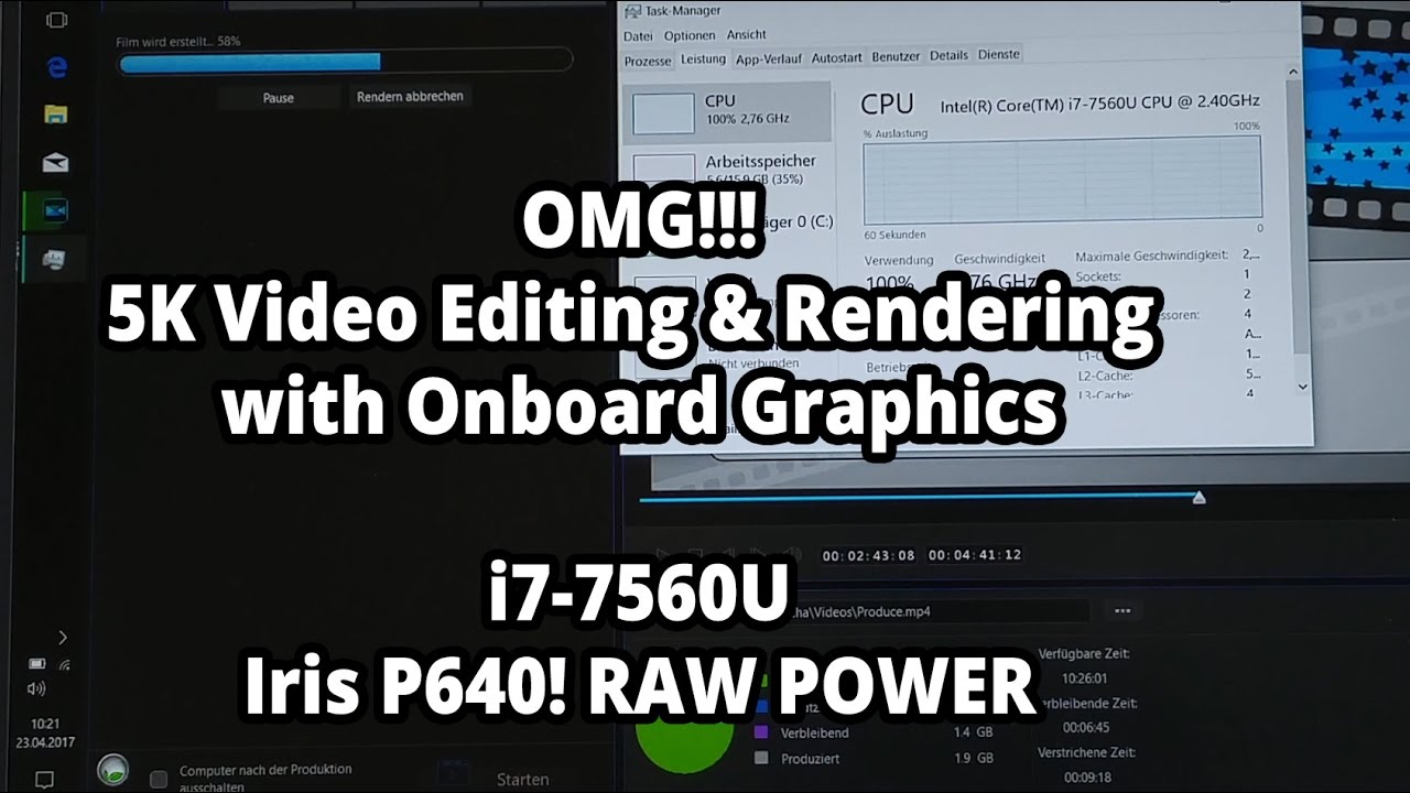 DELL XPS 13 Editing & Rendering 5K Videos on i77560U Iris P640