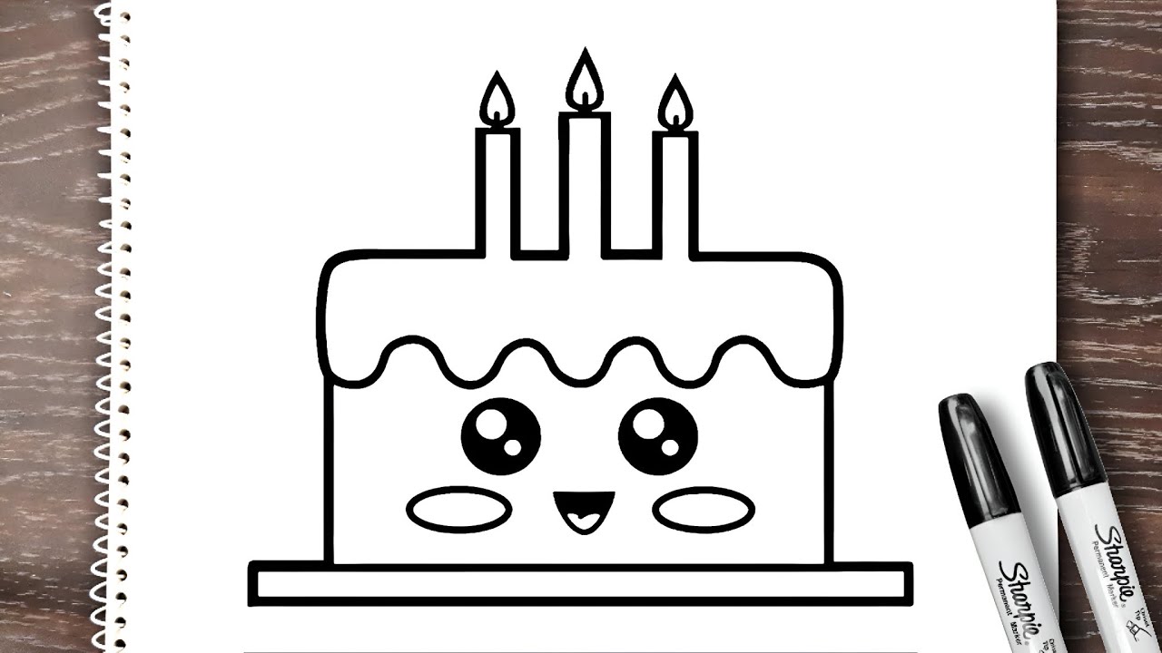 How to draw CUTE BIRTHDAY CAKE step by step YouTube