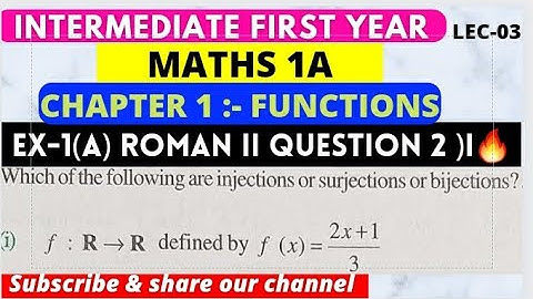 Intermediate 1st Year Maths 1A | Functions Chapter 1 | Exercise 1(a) Roman II Q2 | Class 11