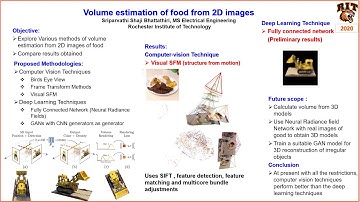 Volume Estimation of Food from 2D images