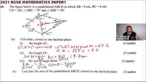 KCSE 2021 MATHEMATICS PAPER 1 QUESTIONS 20,21 AND 22