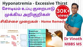 Hyponatremia Tamil |உப்பு வியாதி | Symptoms | Excessive Thirst causes | குறையாத தாகம் | Treatment