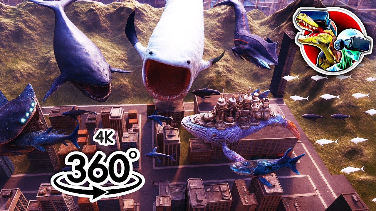 360 Whale War With Bloop, El Gran Maja, Leviathan and Sea Eater Sea Monster | 360 video 4K