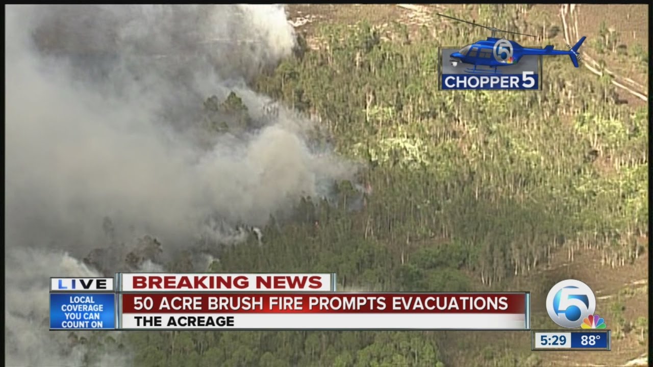50-acre brush fire prompts evacuations - YouTube