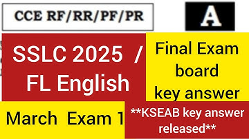SSLC 2025 FL English State level Final Exam Complete key answer| kseab| @smt.rekhabhaskar8721