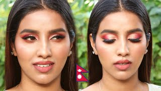 GLITTER EYESHADOW CUT CREASE || RED EYEMAKEUP